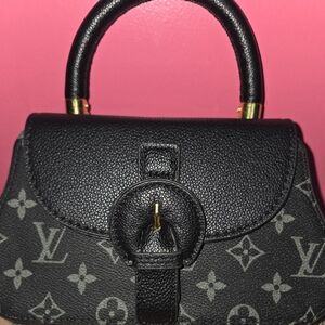 Luxury Monogram Pattern Black Top-Handle Bag